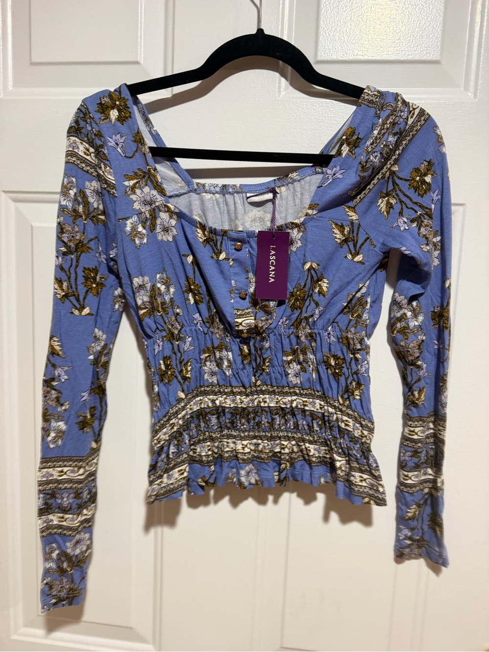 LASCANA Blue Floral Long-Sleeve blouse